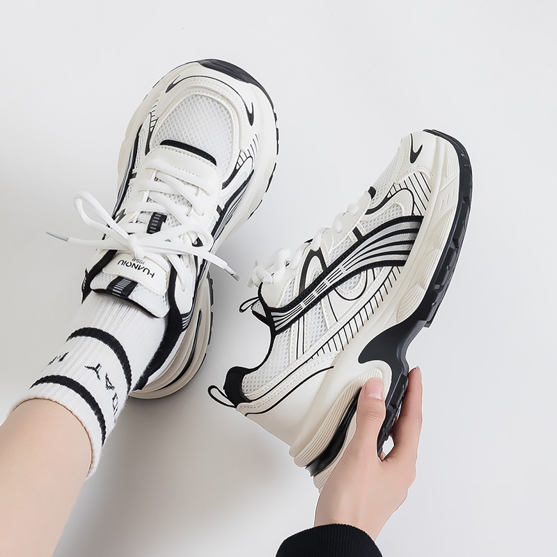 Globalne mrežaste prozračne visokokvalitetne torre cipele za jesen 2024., nove modne ležerne tenisice s debelim potplatom za žene