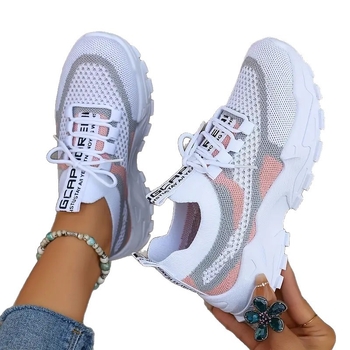 Temu Popular Γυναικεία Αθλητικά Παπούτσια σε Ταιριαστό Χρώμα, Αναπνέοντα, Δερμάτινα Παπούτσια για Τρέξιμο με Κορδόνια, Μοντέρνα Παπούτσια με Πλατφόρμα από Διχτυωτό Υλικό