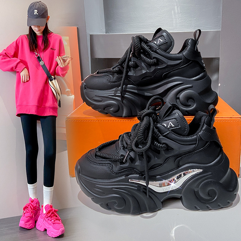 Pantofi sport cu talpă groasă, albi, ușori, cu platformă, pentru femei, care arată picioarele, pantofi sport mici, pantofi de damă europeni pentru femei, 2024, primăvara și toamna, stil fulger nou