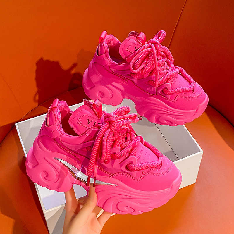 Pantofi sport cu talpă groasă, albi, ușori, cu platformă, pentru femei, care arată picioarele, pantofi sport mici, pantofi de damă europeni pentru femei, 2024, primăvara și toamna, stil fulger nou