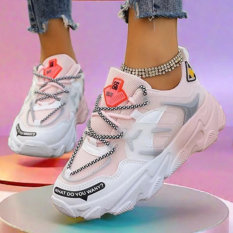 Pantofi sport Torre pentru femei, mărime plus, cu fund gros și respirabil, stil Ins, stil Ins, sport, casual, pentru femei