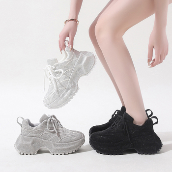 Storapadžiai, ūgį didinantys tėčio batai moterims, 2025 m. pavasario nauji universalūs, kvėpuojantys, lengvi, laisvalaikio sportiniai bateliai iš tinklinio audinio.