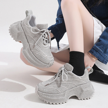 Storapadžiai, ūgį didinantys tėčio batai moterims, 2025 m. pavasario nauji universalūs, kvėpuojantys, lengvi, laisvalaikio sportiniai bateliai iš tinklinio audinio.