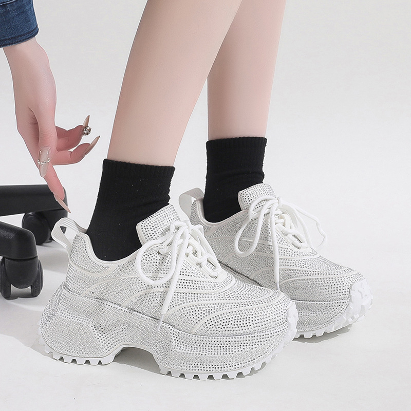 Storapadžiai, ūgį didinantys tėčio batai moterims, 2025 m. pavasario nauji universalūs, kvėpuojantys, lengvi, laisvalaikio sportiniai bateliai iš tinklinio audinio.