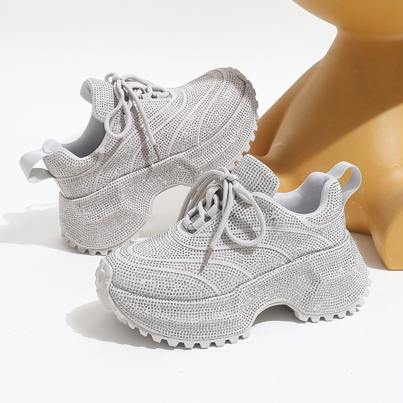 Storapadžiai, ūgį didinantys tėčio batai moterims, 2025 m. pavasario nauji universalūs, kvėpuojantys, lengvi, laisvalaikio sportiniai bateliai iš tinklinio audinio.