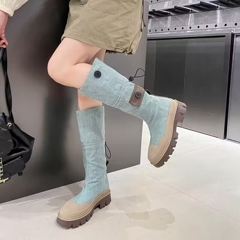 Traper čizme za žene za jesen i zimu 2024., nove preppy stilske čizme s debelim potplatom, elegantne i svestrane ženske čizme