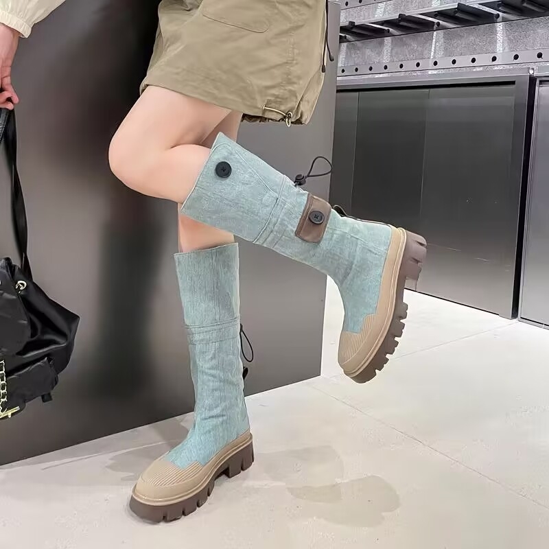 Traper čizme za žene za jesen i zimu 2024., nove preppy stilske čizme s debelim potplatom, elegantne i svestrane ženske čizme