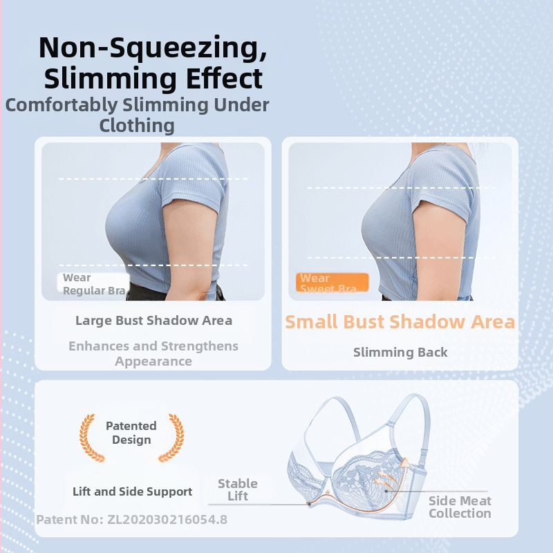 TikTok Експлозии [Леко Сладко Ултра Тънко 2.0] Бельо с Пълна Чаша, Голям Гръден Кок, Малък, Секси Дантелен Сладък Сутиен