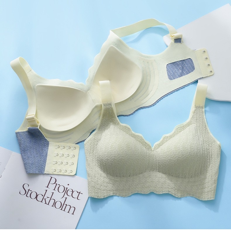 Lenjerie intimă cu suport moale, mărime plus, cu cupă întreagă, piept mare, fără sudură, cataramă cu patru rânduri, sutien cu lipici jeleu, fabricat de la fabricație