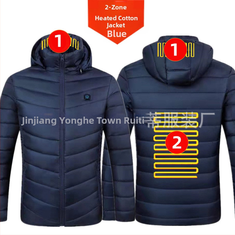 Pamučni kaput s četiri kontrolera i 25 zona grijanja, nova odjeća za grijanje velikih površina, europska i američka prekogranična popularna veleprodaja pamučnog kaputa s grijanjem