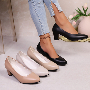 Pantofi de lucru profesionali confortabili pentru primăvară și toamnă pentru femei, cu tocuri înalte, cu tocuri groase, pantofi casual la modă 2025