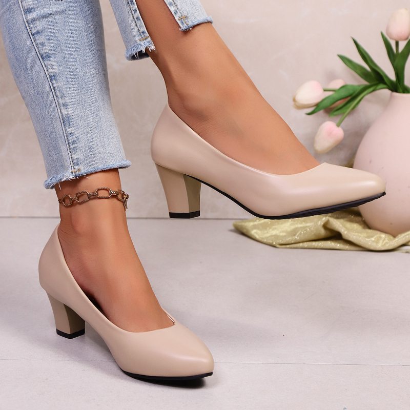 Pantofi de lucru profesionali confortabili pentru primăvară și toamnă pentru femei, cu tocuri înalte, cu tocuri groase, pantofi casual la modă 2025