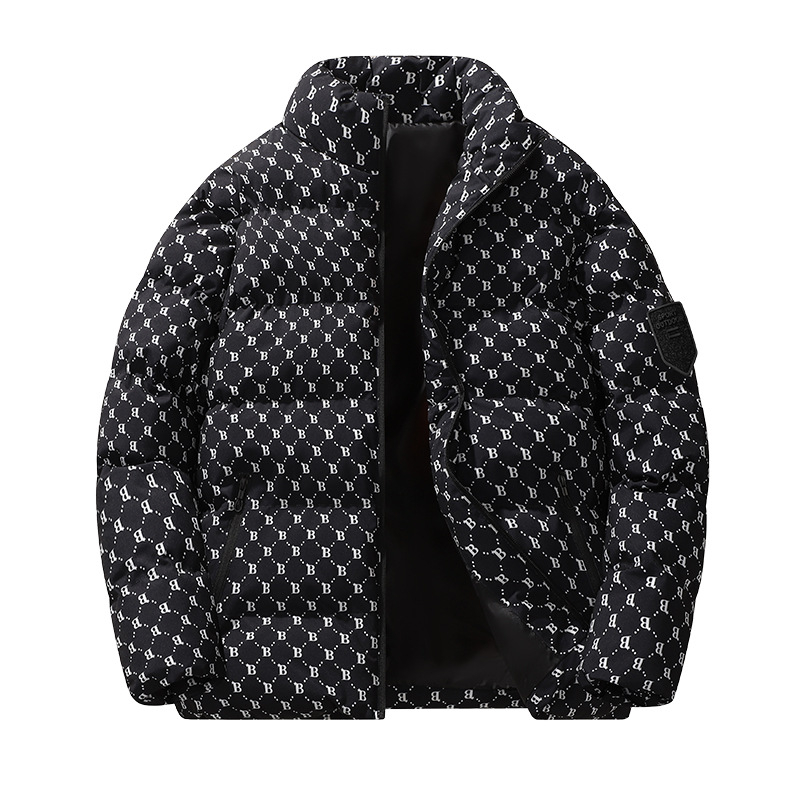 Pamučno podstavljeni kaput za muškarce za jesen i zimu 2024., novi modni B-slovo, pamučno podstavljeni kaput, zadebljana topla kragna, muško odijelo za kruh