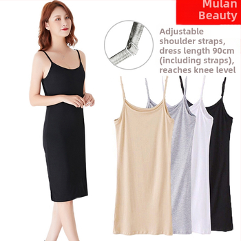 Modalna majica bez rukava srednje duljine za žene, ljetna osnovna haljina bez rukava, spavaćica, majica bez rukava u jednoj boji, uski kroj
