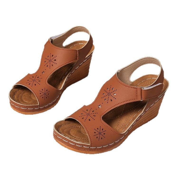 Vanjska trgovina Velike veličine Sandale na klin za žene 2025 Ljeto Nova lagana vanjska odjeća Temu Popularne sandale na čičak za žene