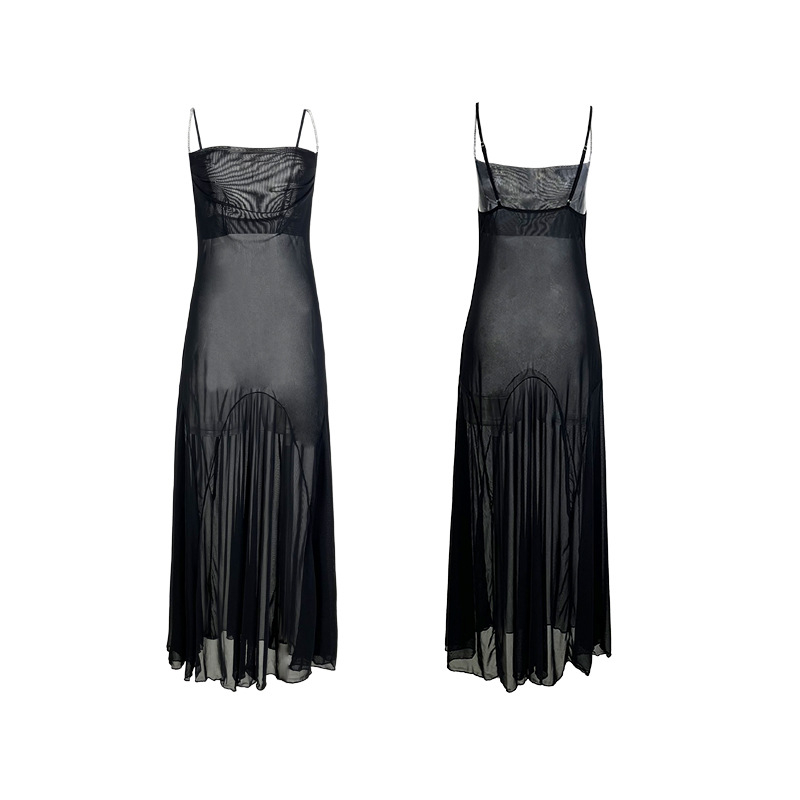 „Muffy Cross-Border Amazon“ metalinė grandinėlė su petnešėlėmis, ilgas sijonas, sūpuojamoji apykaklė, seksualūs tinkliniai naktinukai, įvairių spalvų, 879