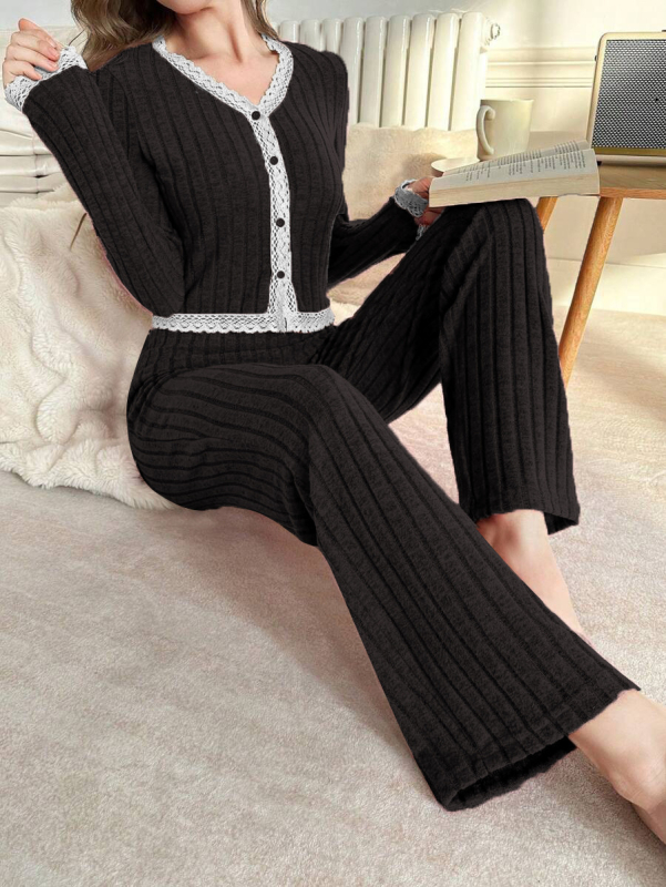 Set elegant din două piese, cu dantelă europeană și americană, cu curea elastică și pantaloni, 2025