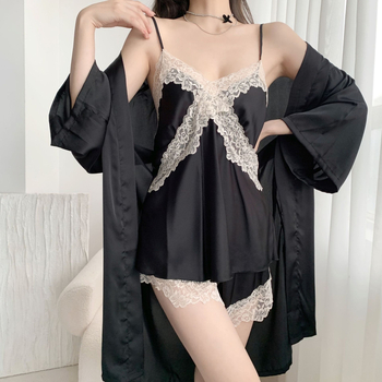 Σετ τριών τεμαχίων πιτζάμες Internet Hot με προστατευτικό στήθους, γυναικεία καλοκαιρινά σέξι σορτς Sling Sling, κοστούμι νέας άφιξης για το σπίτι, ρούχα