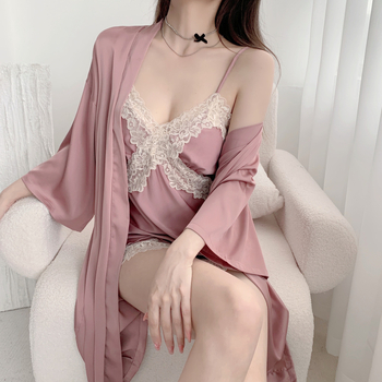 Σετ τριών τεμαχίων πιτζάμες Internet Hot με προστατευτικό στήθους, γυναικεία καλοκαιρινά σέξι σορτς Sling Sling, κοστούμι νέας άφιξης για το σπίτι, ρούχα