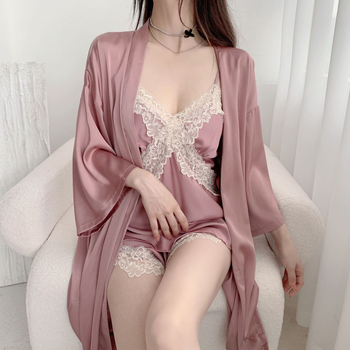 Σετ τριών τεμαχίων πιτζάμες Internet Hot με προστατευτικό στήθους, γυναικεία καλοκαιρινά σέξι σορτς Sling Sling, κοστούμι νέας άφιξης για το σπίτι, ρούχα