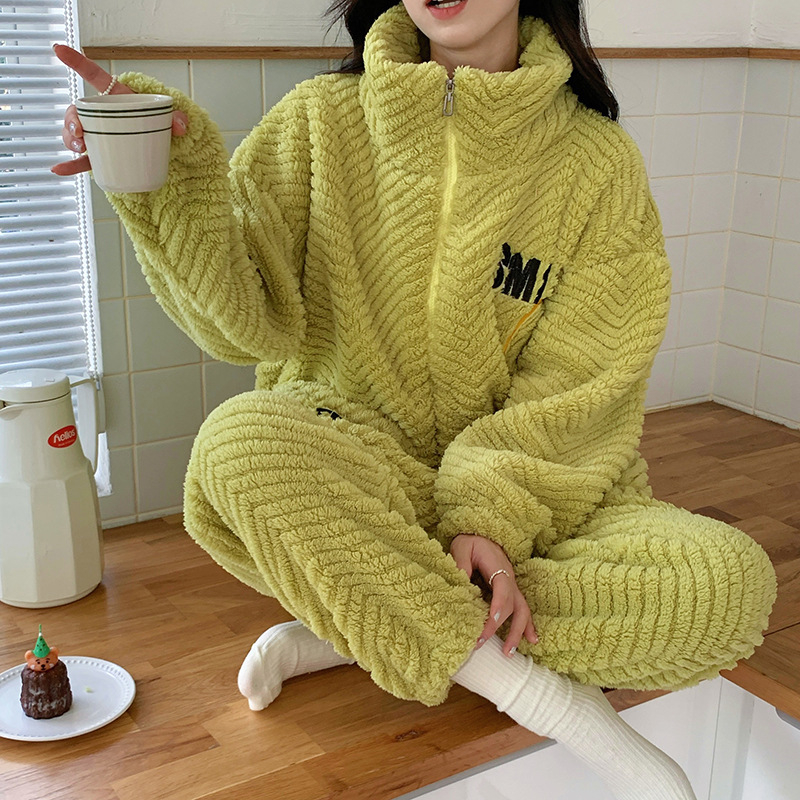 Zimska labava flis podstavljena zadebljana sportska studentska pidžama u korejskom stilu za djevojčice, topla kućna odjeća koja se može nositi vani za žene