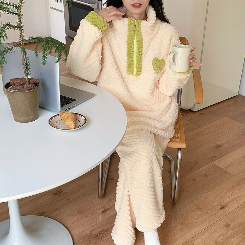 Zimska labava flis podstavljena zadebljana sportska studentska pidžama u korejskom stilu za djevojčice, topla kućna odjeća koja se može nositi vani za žene