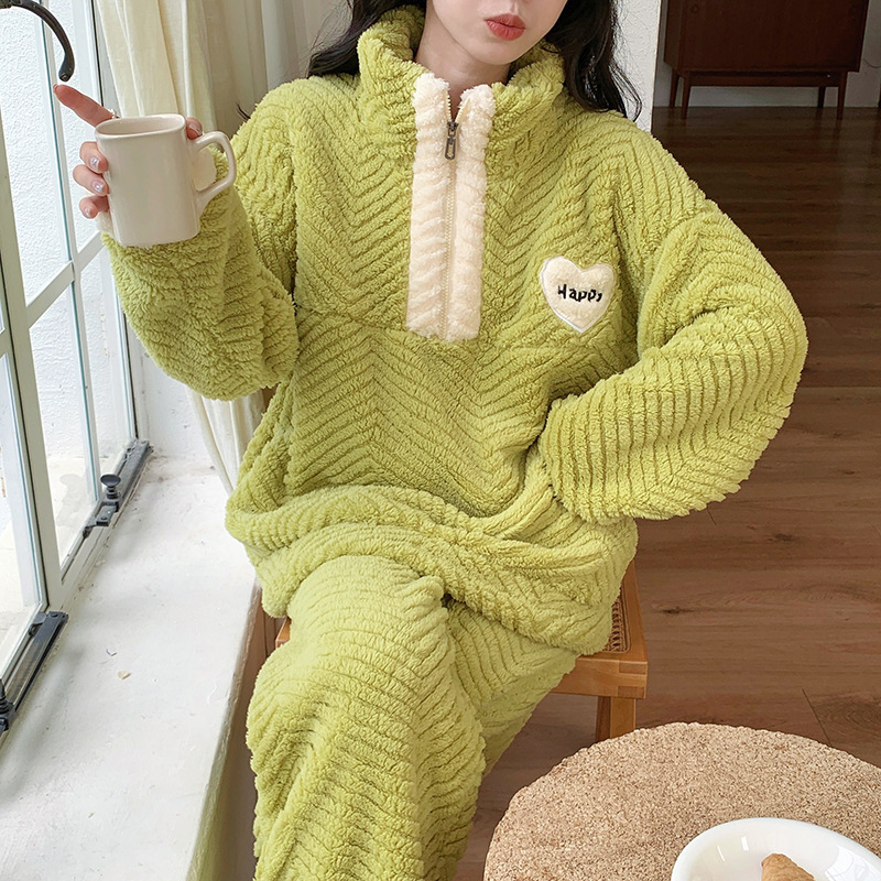 Zimska labava flis podstavljena zadebljana sportska studentska pidžama u korejskom stilu za djevojčice, topla kućna odjeća koja se može nositi vani za žene