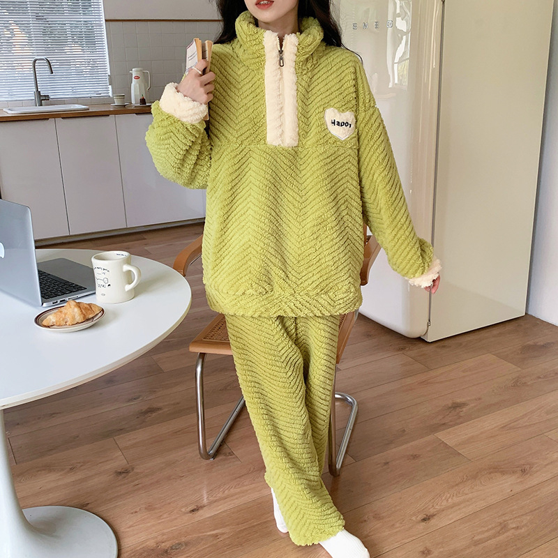 Zimska labava flis podstavljena zadebljana sportska studentska pidžama u korejskom stilu za djevojčice, topla kućna odjeća koja se može nositi vani za žene