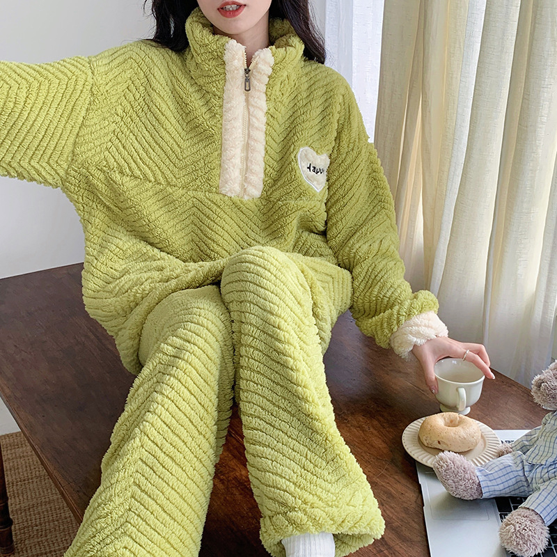 Zimska labava flis podstavljena zadebljana sportska studentska pidžama u korejskom stilu za djevojčice, topla kućna odjeća koja se može nositi vani za žene