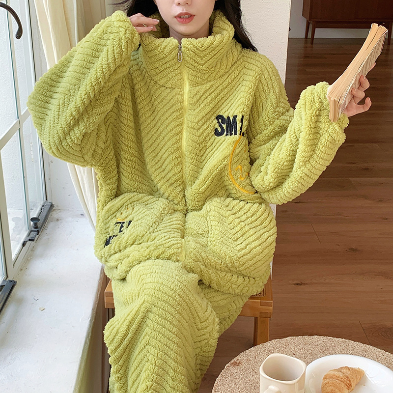 Zimska labava flis podstavljena zadebljana sportska studentska pidžama u korejskom stilu za djevojčice, topla kućna odjeća koja se može nositi vani za žene