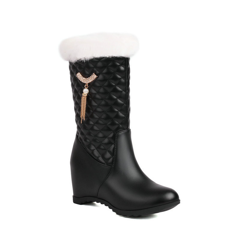 Pantofi de iarnă pentru femei, cizme de zăpadă, cizme din bumbac, cizme cu toc înalt, cizme până la jumătatea gambei, fermoar lateral, cizme Martin, cizme calde pentru femei, cizme scurte cu înălțime interioară care cresc