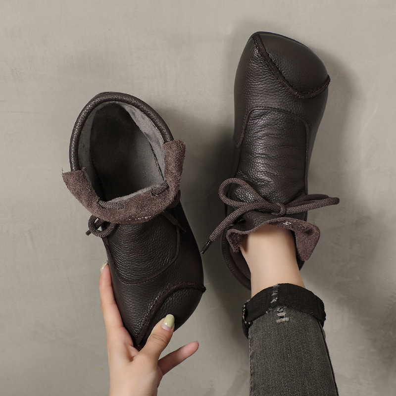 Plišne kratke čizme, mekani potplat, mekana površina, zimske jednobojne visoke cipele od viskoze, tanke baršunaste čizme, okrugli vrh, prave kožne svakodnevne ženske cipele