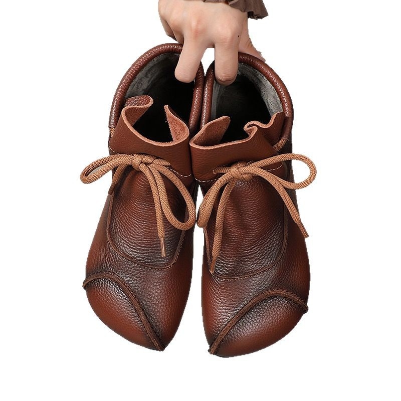 Plišne kratke čizme, mekani potplat, mekana površina, zimske jednobojne visoke cipele od viskoze, tanke baršunaste čizme, okrugli vrh, prave kožne svakodnevne ženske cipele