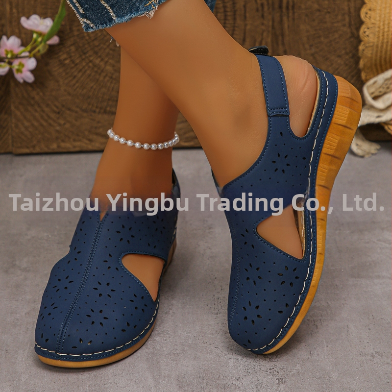 Sandale casual transfrontaliere europene și americane 2025 stil nou decupat respirabil curea velcro toc cu gura de pește sandale de cusut