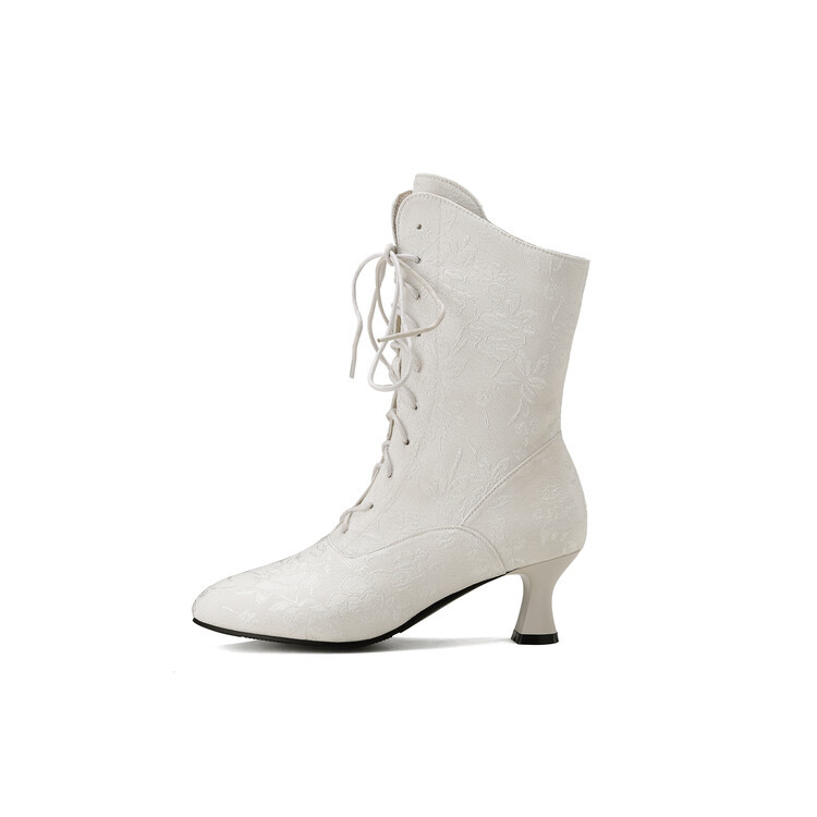 Νέες γυναικείες μπότες Φθινόπωρο και Χειμώνας 2024, Μοντέρνες δαντελωτές κοντές μπότες με κορδόνια, Νέες μπότες μόδας με μυτερό τακούνι για το φθινόπωρο και τον χειμώνα