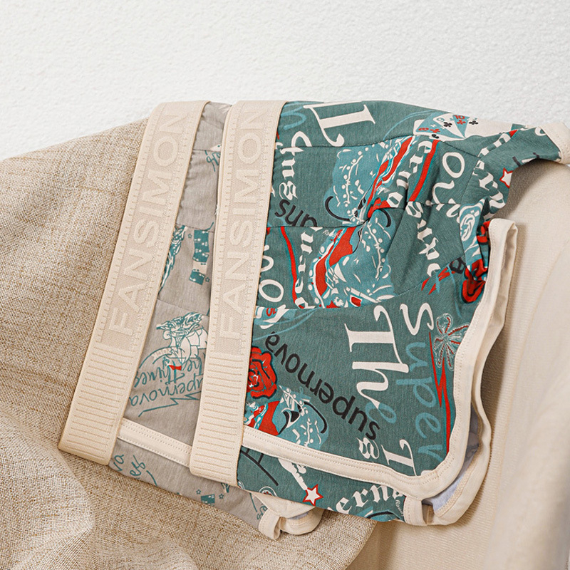 Prirodne Xinjiang dugovlaknate pamučne muške donje rublje od čistog pamuka s vintage printom, antimikrobne prozračne unutarnje gaćice