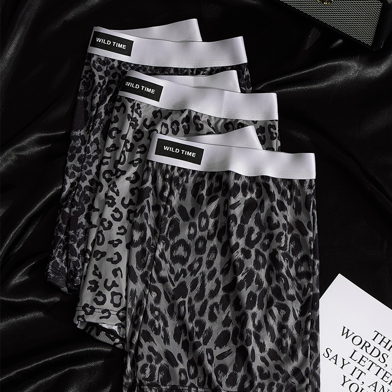 Vasaros populiarios „Ice Silk Arrow“ kelnės, vyriškos, leopardo rašto, vėsios, kvėpuojančios, laisvalaikio, laisvalaikio, bokserinės kelnaitės, šortai