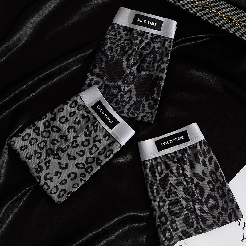 Vasaros populiarios „Ice Silk Arrow“ kelnės, vyriškos, leopardo rašto, vėsios, kvėpuojančios, laisvalaikio, laisvalaikio, bokserinės kelnaitės, šortai