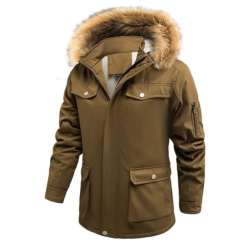 Jachetă de iarnă pentru bărbați, căptușită cu bumbac, cu glugă, casual, vrac, căptușită cu fleece, îngroșată, cu bumbac, cu glugă, haine calde, 2024, haine noi de iarnă