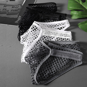 Vīriešu biksītes ar zemu jostasvietu, vasaras, plānas, ledus zīda, liela sieta, elpojošas, seksīgas biksītes, vīriešu pārrobežu piegāde