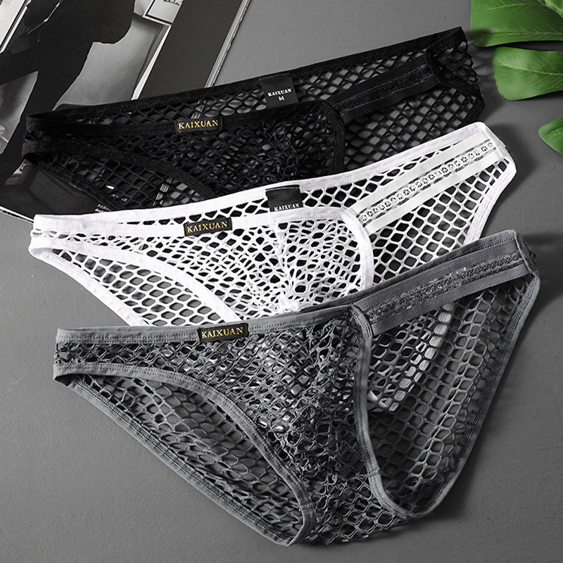 Vīriešu biksītes ar zemu jostasvietu, vasaras, plānas, ledus zīda, liela sieta, elpojošas, seksīgas biksītes, vīriešu pārrobežu piegāde
