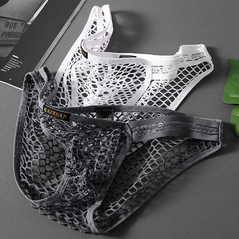 Vīriešu biksītes ar zemu jostasvietu, vasaras, plānas, ledus zīda, liela sieta, elpojošas, seksīgas biksītes, vīriešu pārrobežu piegāde