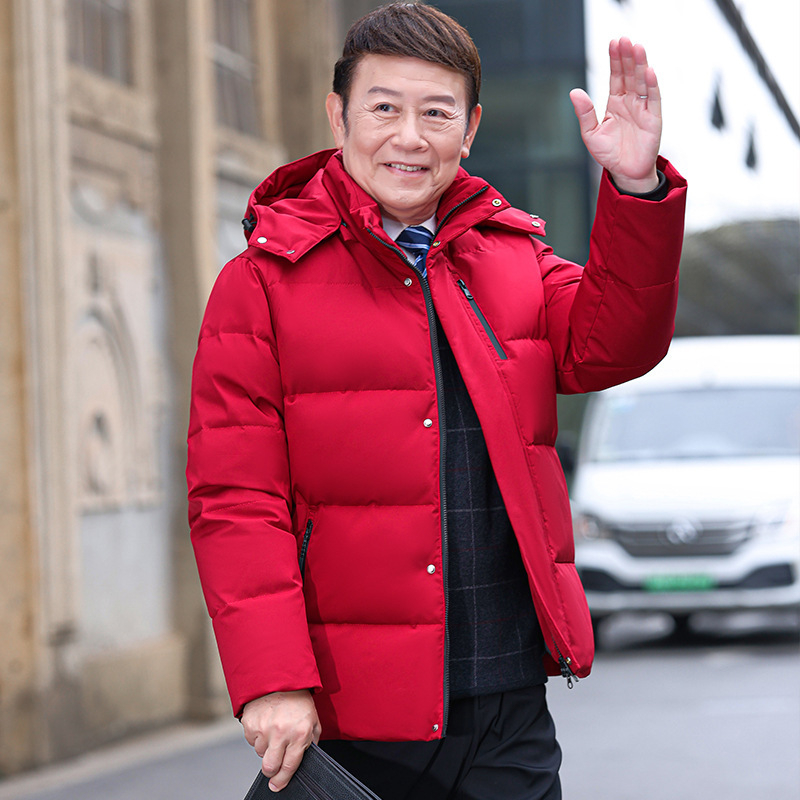 2023 m. žiema Nauja pūkinė striukė vidutinio ir vyresnio amžiaus vyrams baltas anties pūkų šiltas laisvalaikio žieminis paltas tėčio paltas