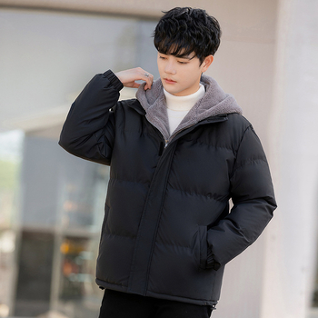 Βαμβακερά Ρούχα Ανδρικά Plus Size Plus Fertilizer Χειμερινό Νέο Ψεύτικο Δύο Τεμαχίων Φλις με Κουκούλα Βαμβακερό Παλτό Ψωμιού