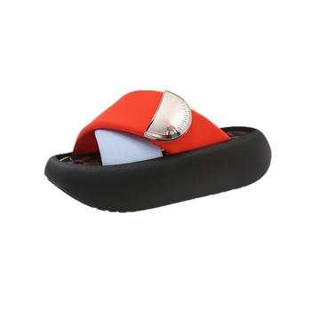 Papuci de damă în stil retro Hong Kong, stil nou, stradă, gură de pește, cruce, talpă groasă, Internet, celebritate, culoare solidă, personalitate dulce, papuci de damă, en-gros