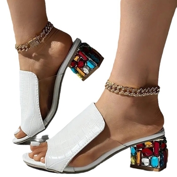 Ευρωπαϊκά και Αμερικάνικα παντελόνια με ανοιχτά δάχτυλα, μεγάλα μεγέθη, γυναικεία παπούτσια με χοντρό τακούνι, γυναικεία παπούτσια σε χρώμα καραμέλας, κομψά σανδάλια με μεσαίο τακούνι