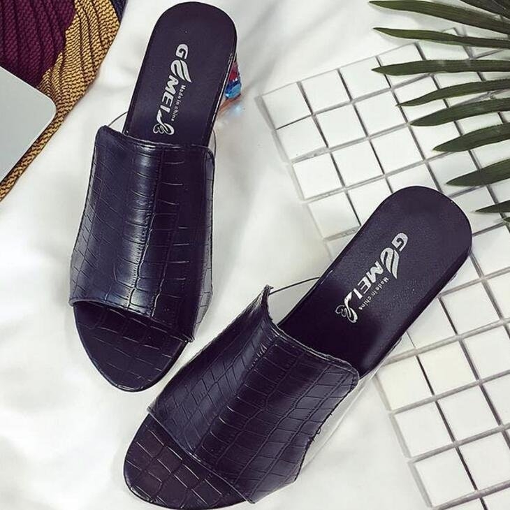 Sandale elegante cu toc mediu, culoare bomboane, pentru femei, mărime plus, europene și americane, cu vârful deschis, haine de exterior, mărime plus, pantofi cu toc gros