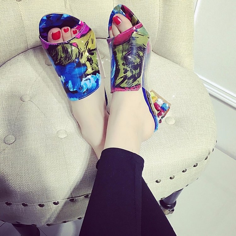 Sandale elegante cu toc mediu, culoare bomboane, pentru femei, mărime plus, europene și americane, cu vârful deschis, haine de exterior, mărime plus, pantofi cu toc gros