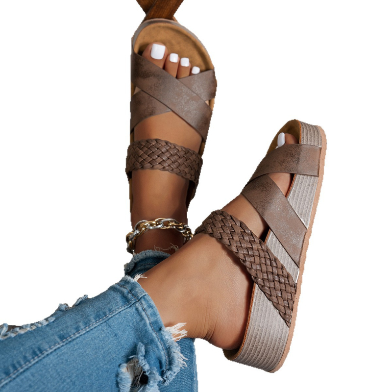 Sandale casual de dimensiuni mari pentru femei, pantofi cu toc gros, cu un singur cuvânt, încrucișate, pentru comerț exterior