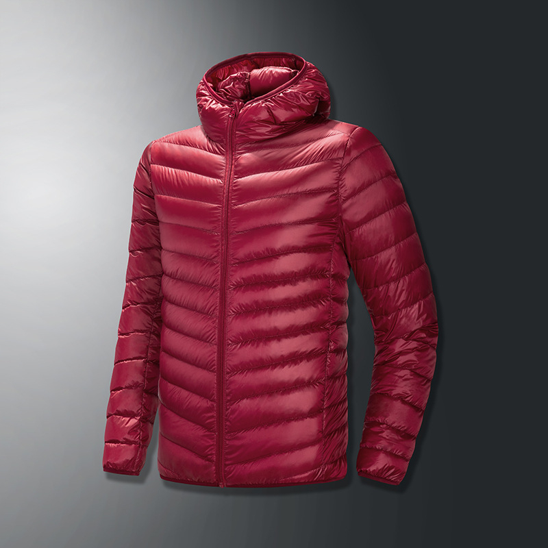 Užsienio prekybos rudens ir žiemos gobtuvu lengva pūkinė striukė vyrams, plius dydžio, jaunimo sportinė baltos anties pūkinė trumpa šilta vienspalvė striukė